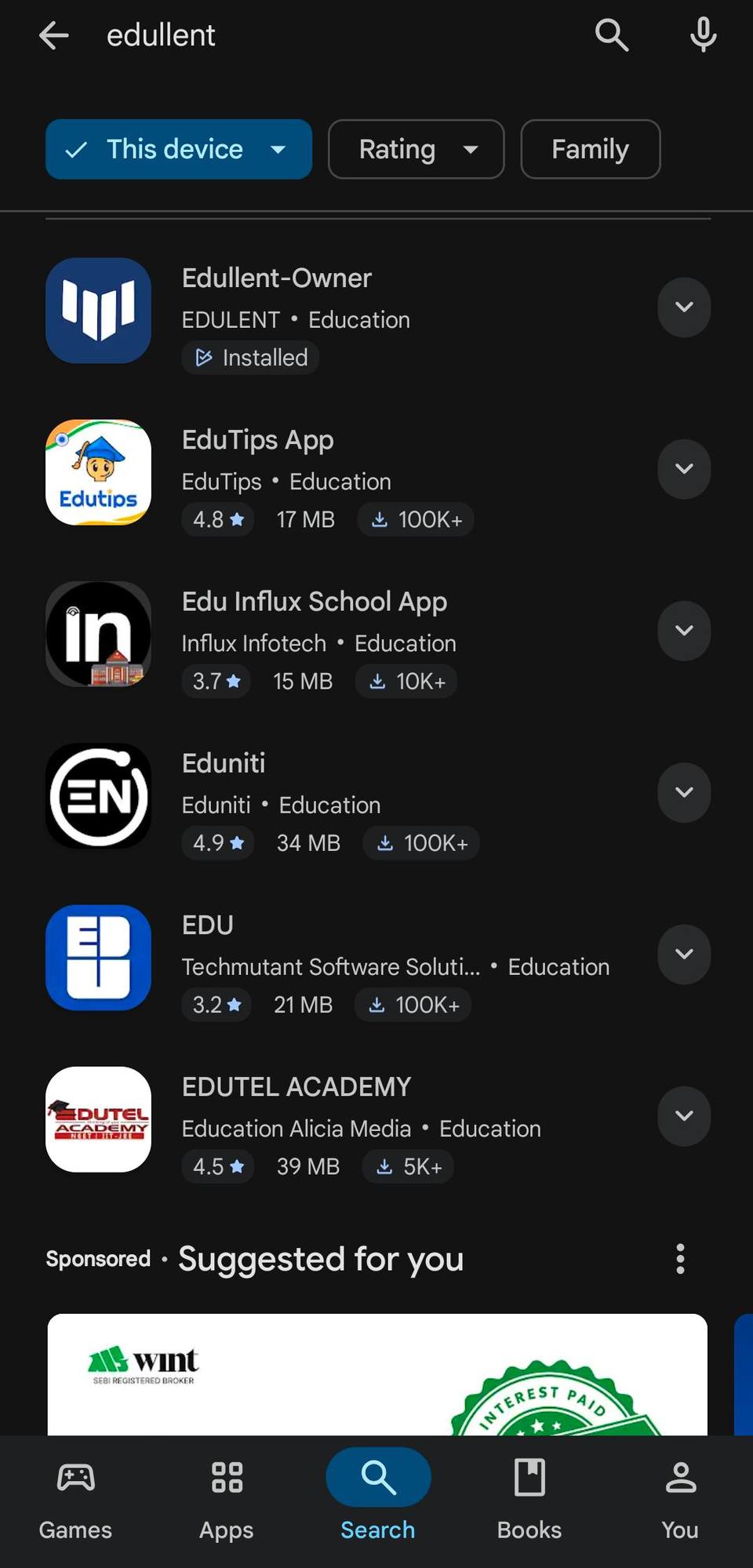 Search “Edullent” on the Google Play Store